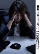 frau, leidensdruck, von, depressionen