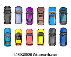 group of cars on top view isolated on white group of cars on top view isolated on white