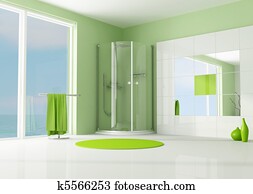 grün, badezimmer, mit, kabine, dusche