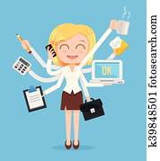 Happy office woman character