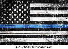 Police Support Flag Weathered Background Police Support Flag Weathered Background