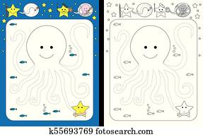 outlined octopus clip art k13280457 fotosearch