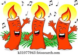 만화, 크리스마스 양초, 노래하는, a, 크리스마스 캐럴