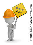 3d, pequeno, pessoas, -, segurança primeiro