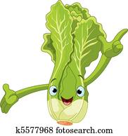 Lettuce Character Presenting Someth Lettuce Character Presenting Someth