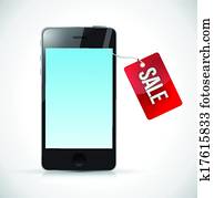 phone and sale tag illustration design
