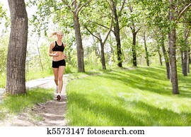 Portrait of woman jogging