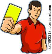 Referee Raise Yellow Card Referee Raise Yellow Card