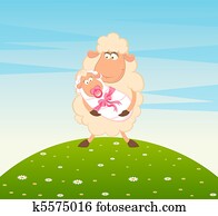 sheep, macierz, z, niemowlę noworodka