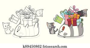 חמוד, חתולים, ו, פנדה, ציור היתולי, לצבוע, עמוד