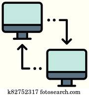 נתונים, sharing,, טאלאכומאטינג, או, רחוק, עבודה, איקון