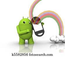3D ANDROID WITH RAINBOW PHONE 3D ANDROID WITH RAINBOW PHONE