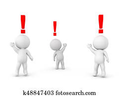 3D Characters eager to say something, they have exclamation points above 3D Characters eager to say something, they have exclamation points above