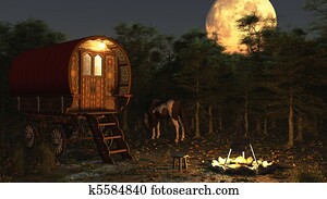 Gypsy Wagon in the Moonlight Gypsy Wagon in the Moonlight