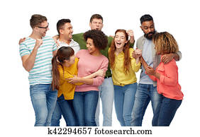 internacional, grupo, de, sorrir feliz, pessoas