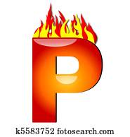 Letter P on Fire Letter P on Fire