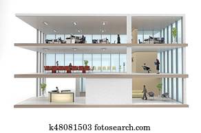 office building cutaway isolated on white office building cutaway isolated on white