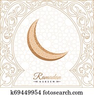 ramadan, kareem, איסלמי, דש, card., מזרחי, עצב, קו, מסגד, עם, ערבי, תבנית