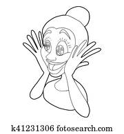 Surprised woman icon, outline style