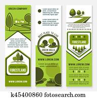 verde, eco, projeto paisagem, companhia, vetorial, bandeiras