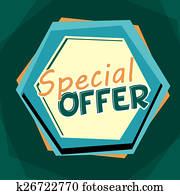 מיוחד, offer,, כחול, ו, תפוז, ציור היתולי, צייר, כנה