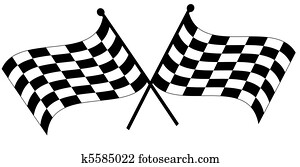 שני, עבור, משובץ, דגלים