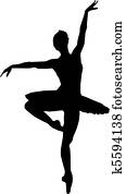Dance girl ballet silhouettes - vector Dance girl ballet silhouettes - vector