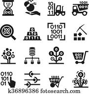Data mining Technology , Data Transfer , Data warehouse analysis icon set Data mining Technology , Data Transfer , Data warehouse analysis icon set
