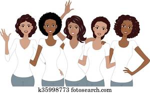 niñas, americano africano, camisa blanca