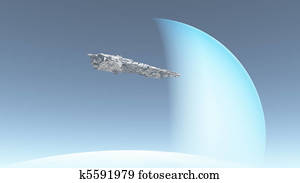 Spaceship arriving at alien planet Spaceship arriving at alien planet