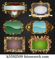 Vintage retro gold frames and labels Vintage retro gold frames and labels