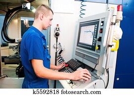 עובד, להפעיל, cnc, תגמר, רכז