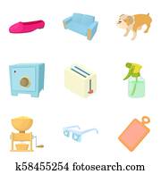 Excellent house icons set, cartoon style Excellent house icons set, cartoon style