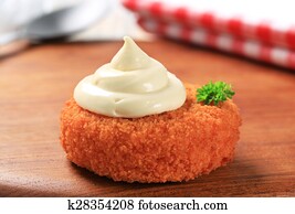 Fried patty and mayonnaise