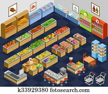 Isometric supermarket