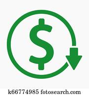 kosten, verkleinerung, oder, rase, dollar, unten, design