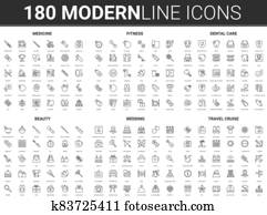 Medicine, beauty wedding, travel vector illustration, flat thin line icon set of bridal symbols and sport or medical healthcare collection Medicine, beauty wedding, travel vector illustration, flat thin line icon set of bridal symbols and sport or medical healthcare collection