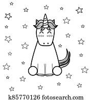 varázslatos, egyszarvú, színezés, oldal, helyett, felnőttek, és, kids., nagy, helyett, elpirul beír