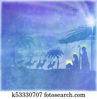 Biblical scene - birth of Jesus in Bethlehem Biblical scene - birth of Jesus in Bethlehem