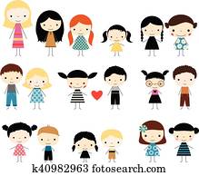 csinos, gyerekek, kitart becsül