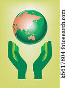 hands holding the globe