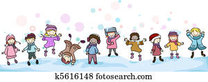 inverno, crianças