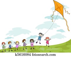 Kids Playing with a Kite Kids Playing with a Kite