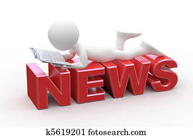 Man lying on the News words Man lying on the News words
