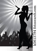 Pop singer performing on stage with Pop singer performing on stage with