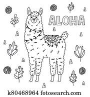 לצבוע, עמוד, ל, מבוגרים, ו, ילדים, עם, מצחיק, לאמה