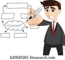 cartoon businessman writing business plan