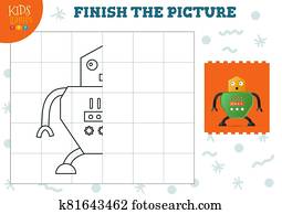 Copy picture vector illustration. Complete and color game for preschool and school kids Copy picture vector illustration. Complete and color game for preschool and school kids