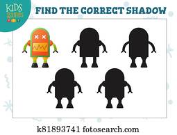 Find the correct shadow for cute cartoon robot educational preschool kids mini game Find the correct shadow for cute cartoon robot educational preschool kids mini game