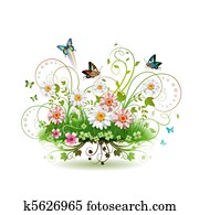 flores, em, a, capim